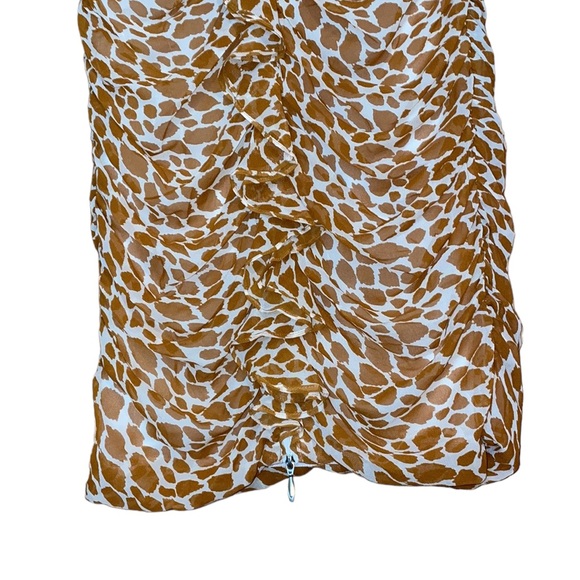 •DONCASTER•NWT 100% SILK RUFFLE GIRAFFE PRINT FRONT FULL 2-WAY ZIP DRESS SIZE 8 - Picture 7 of 10